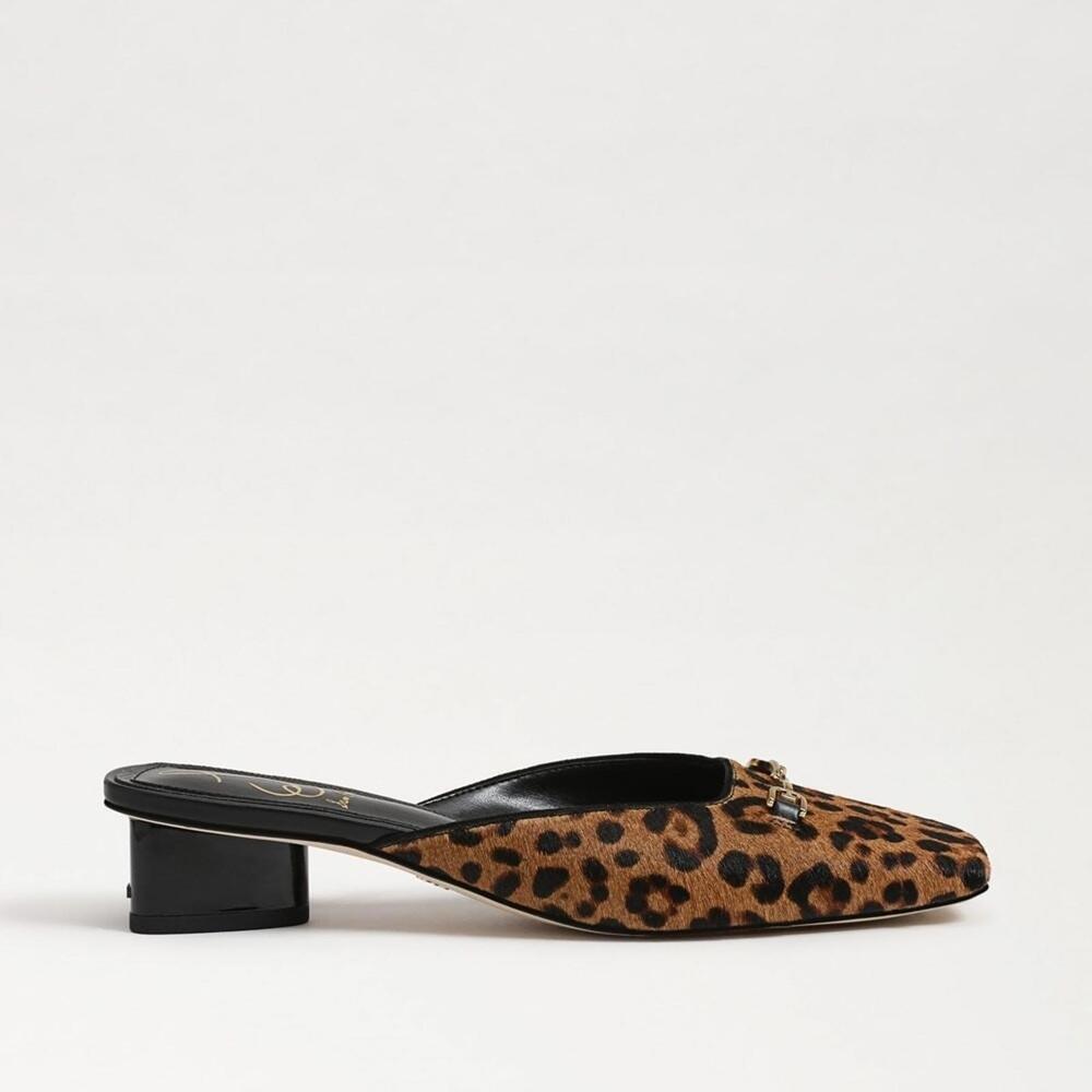 150$ Sam Edelman Leopard Ollie Calf Hair Mules Clogs Size 8 US / 39 EU Brown - Picture 8 of 8